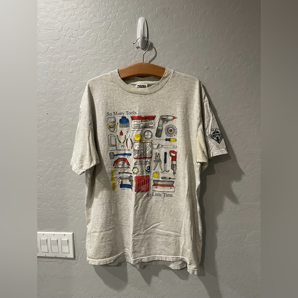 Vintage‎ Tultex “So Many Tools So Little Time” Dad Shirt Large Bin 1